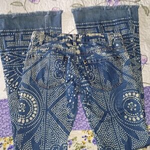 Free People Discharge Flare Wide Leg Bell Bottom Boho Hippie 26 Low Rise Raw Hem